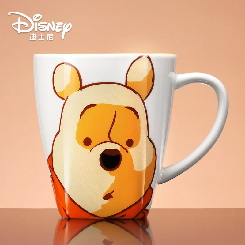 Disney Home Winnie the Pooh Water Cup Large-capacity Mug With Lid Spoon Cartoon Ceramic Mug Cute Fashion Cup