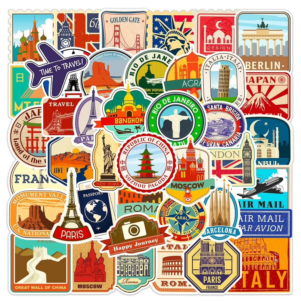 

10/30/50 PCS World Landmark Travel City Graffiti Stickers DIY Bike Suitcase Guitar Laptop Waterproof Cool Child DIY Toys Decal