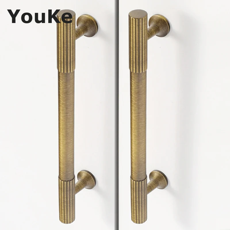 Твердые Латунные Ручки трикотажные ребристые Шкафы для спальни кухонного шкафа