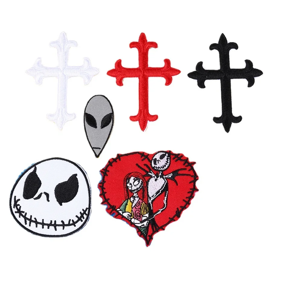 

Нашивки с вышивкой крестиком из сериала панк гримаса тыквы железная футболка куртки пальто утюжок на ткани одежда скелет Аппликация черепа