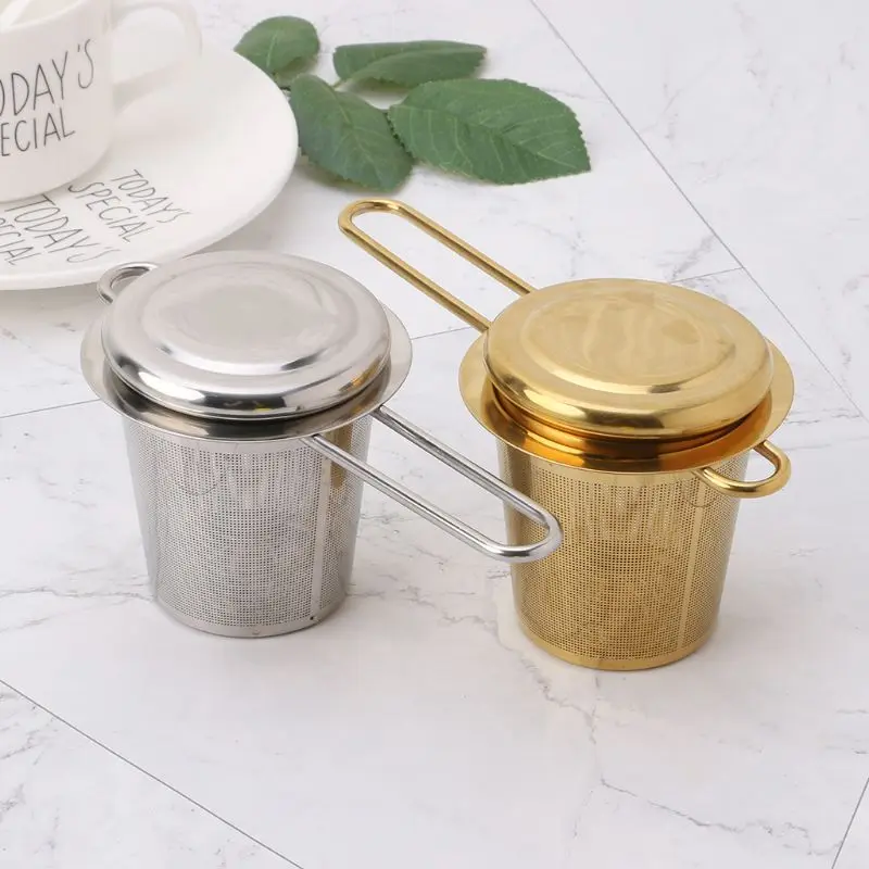 

Reusable Mesh Teapot Spice Filter With Lid Cups Kitchen Accessories Tea Infuser Stainless Steel Strainer Loose Leaf