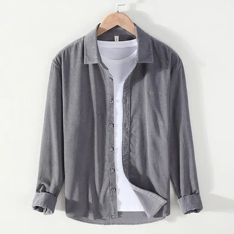 Рубашка мужская Вельветовая с длинным рукавом хлопковая блузка в винтажном