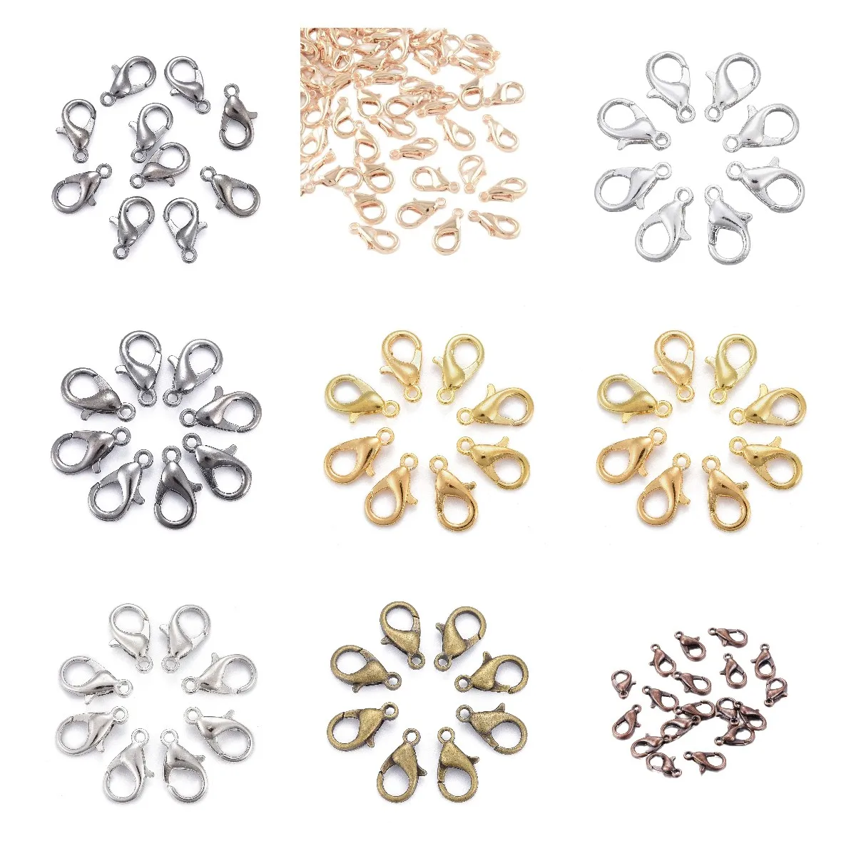

Kissitty 100Pcs/Lot 8X14mm Alloy Lobster Claw Clasps For Bracelet Necklace Chains DIY Jewelry Making Findings Supplies