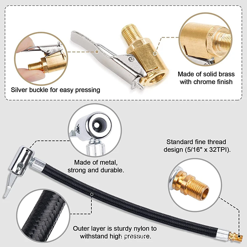 Портативный Автомобильный Шланг Надувной Насос Разъем AirChuck Зажим Адаптер