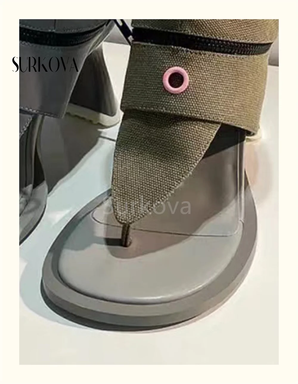 Niche Design Thong Mid-Tube Sandals Boots Women's Shoes 2023 Early Spring New Elastic Band Thick Heel High Heel Fashion Sandals