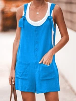 cotton linen jumpsuit women bandage wide strap playsuits button up pocket loose waist wide leg rompers boho summer sexy overalls
