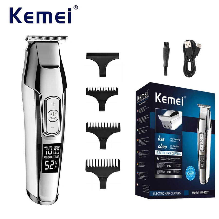 

Kemei KM-5027 Hair Clipper Professional Hair Trimmer Electric Hair Cutting Machine Mens 4 Speed Adjustable Barber Trimmer Metal