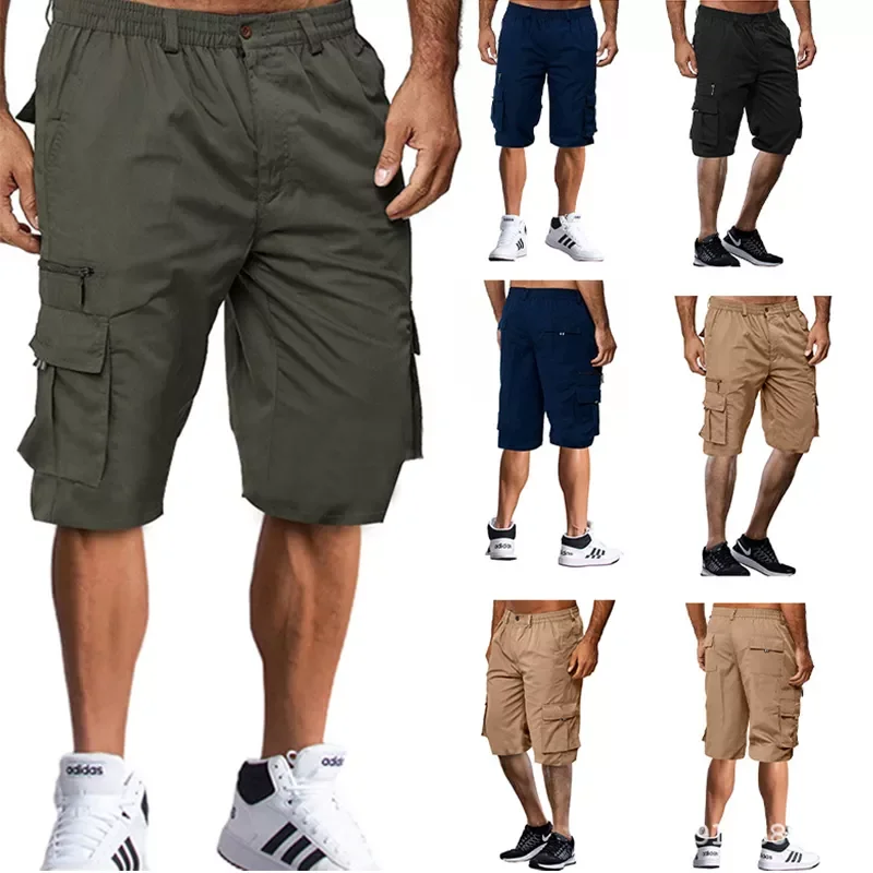 

Шорты-карго мужские летние хлопковые, спортивные Джоггеры для спортзала, бега, тренировок, шорты, уличная одежда, повседневные бриджи с карм...