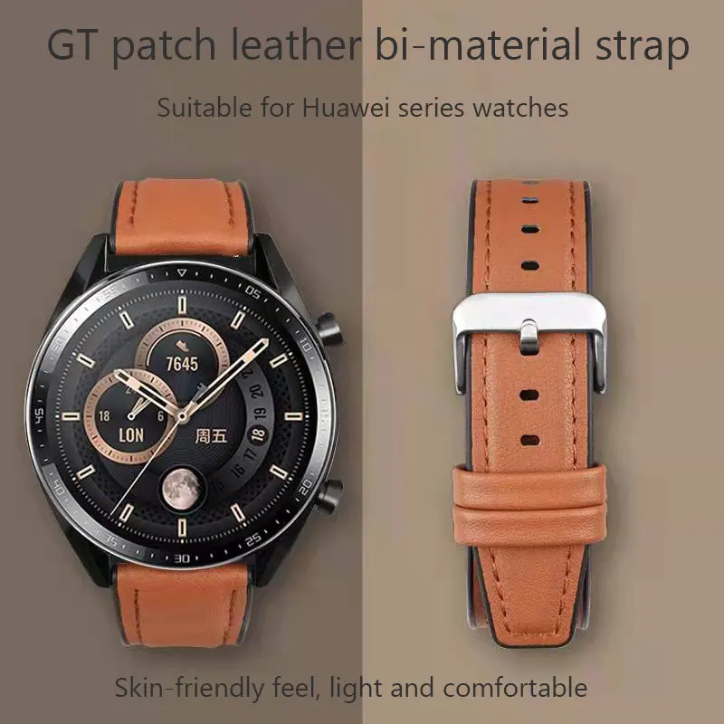 

Suitable for Huawei watch3/GT3/GT2/GT2pro leather men's and women's watch strap 22mm soft and breathable