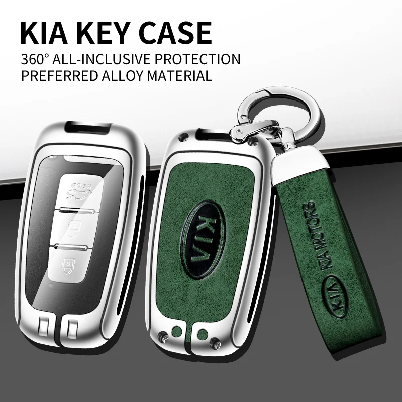 

The New Metal+Leather Car Remote Key Cover Case For KIA K2 K3 RIO Sportage Car Key Cover Key Rope Car Key Case Car Accessories