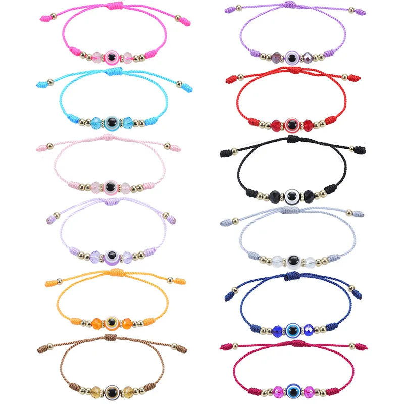 

TAUAM Fashion Colorful Devil Evil Eye Bracelet For Women Crystal Bead Handmade Braided Rope Thread Lucky Kid Couple Jewelry Gift