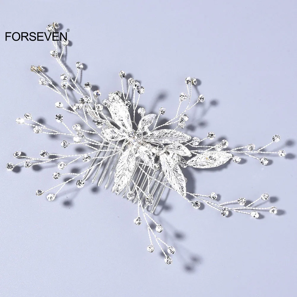 

Silver Plated Rhinestone Hair Combs Metal Hair Pins and Clips for Bride Wedding Hair Accessories Women Party Headwear Jewelry