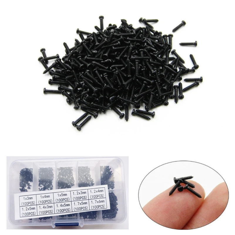 

1000pcs Small Screws Cross Head Self-tapping Bolts Assortment Kit M1/1.2/1.4/1.7