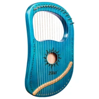 harp 16 strings single board mini lyre solid wood traditional instruments for beginner with tuning wrench and spare strings