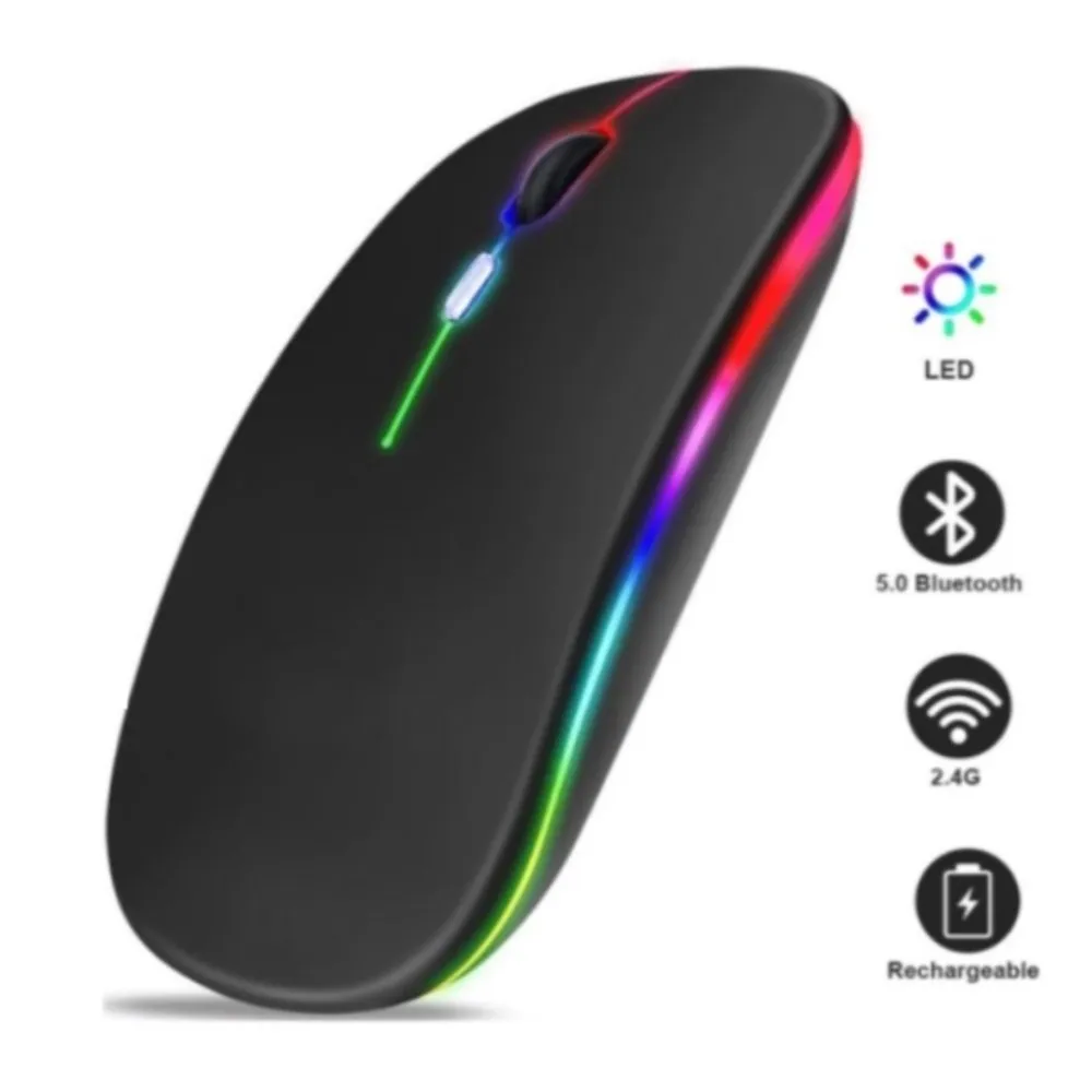 Беспроводная мышь для ноутбука ПК Bluetooth перезаряжаемая RGB беспроводная