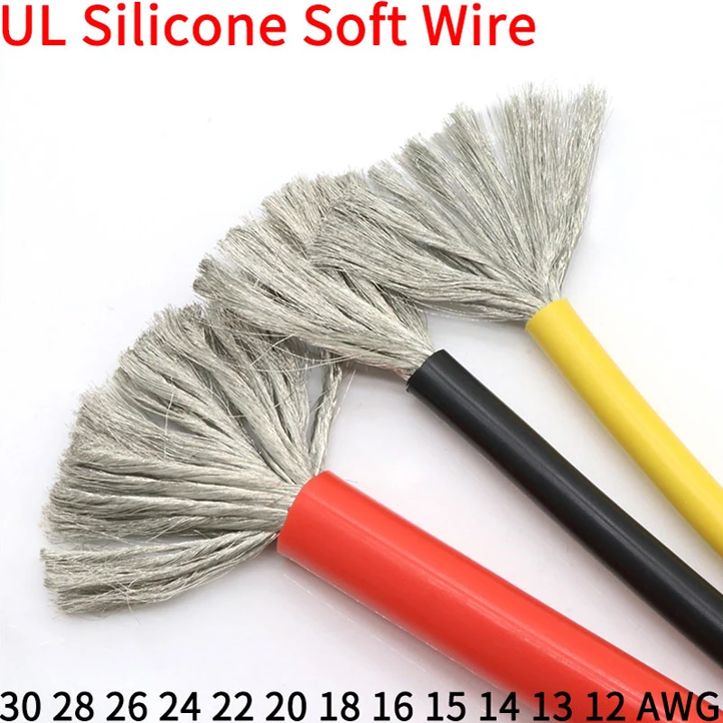 

1M/5M Heat-resistant cable 30 28 26 24 22 20 18 16 15 14 13 12 10 AWG Ultra Soft Silicone Wire High Temperature Flexible Copper