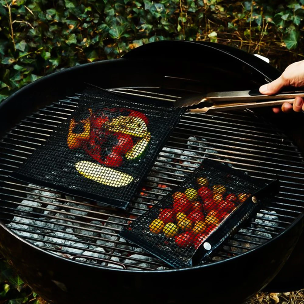 BBQ Grill Mesh Bags Heat-Resistant Non-Stick Grilling Grill Bag Grill Insulation Mat Rack BBQ Accessories Kitchen Tools мангал