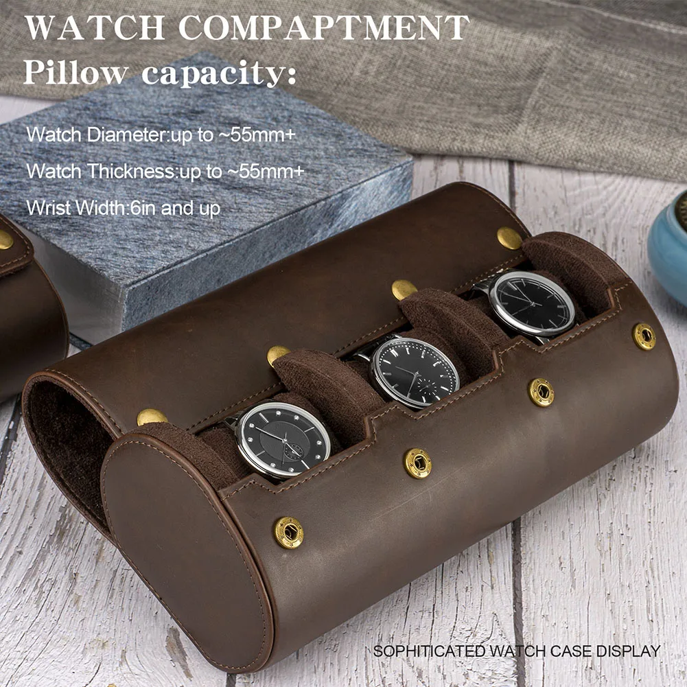 

1/2/3 Slots Watch Roll Box Leather Watch Case Holder For Men Women Watches Organizer Display Jewelry Bracelet Gift Storage