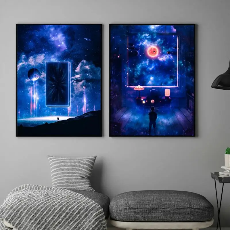 Абстрактные космические сцены астронавт постеры Картина на холсте настенные