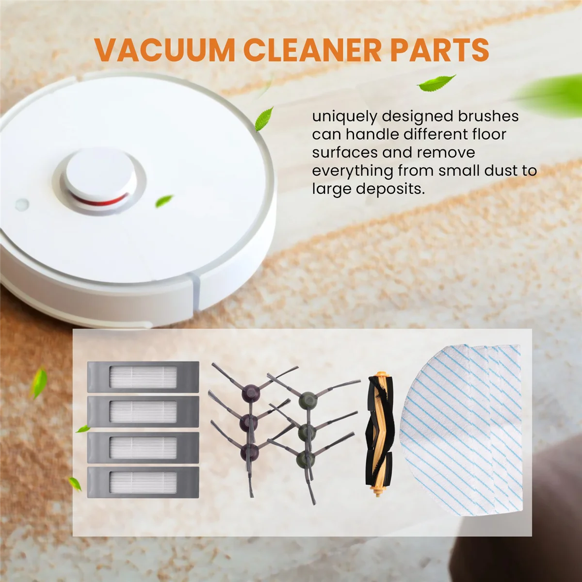 15 Аксессуаров Для Ecovacs Deebot Ozmo T9 1 основная щетка 6 боковых щеток 4 фильтра салфетки