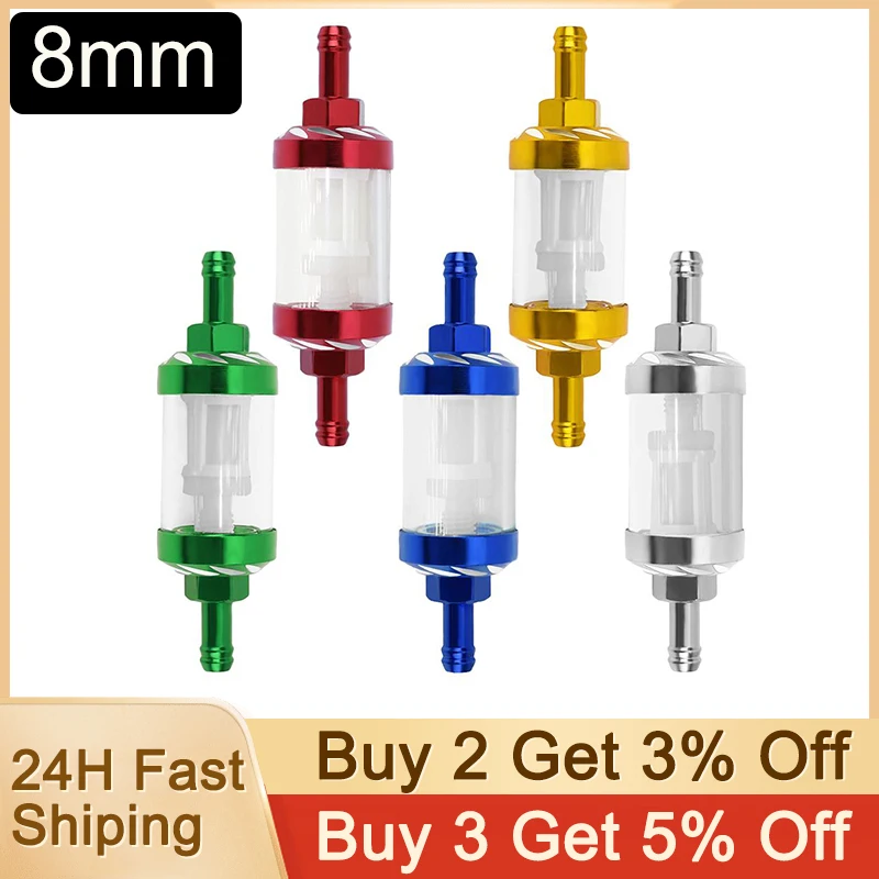 

8mm CNC Gas Fuel Oil Filters Fuel filter Motorcycle Accessories For ATV Dirt Pit Bike Automobile Motor Filtro Dos Sonhos Aceit