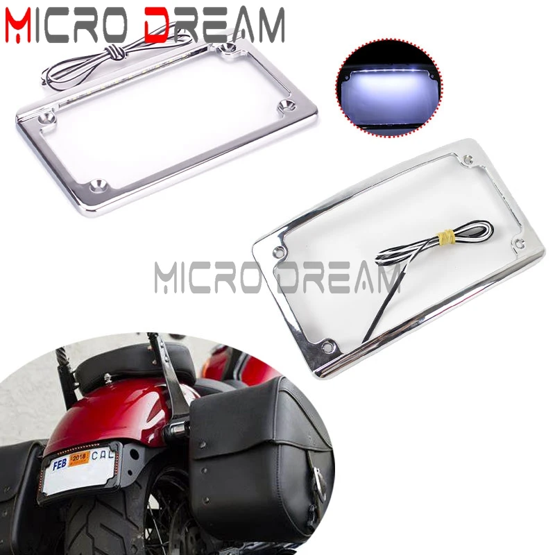 Рамка номерного знака для Harley Softail Fat Bob FXFB FXFBS 3/16-1/4 6 шт светодиодный 12 ° изогнутая