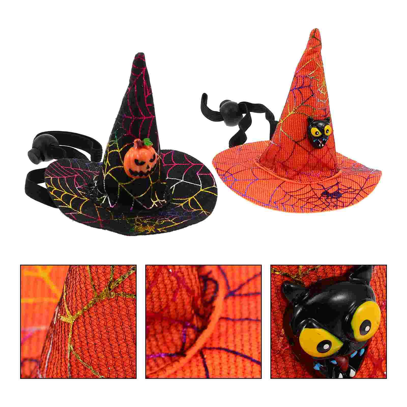 

2pcs Pet Witch Hat Headdress Pet Witch Hat Headwear Dog Headwear Festival Pet Headdress Themed Pet Head Decor