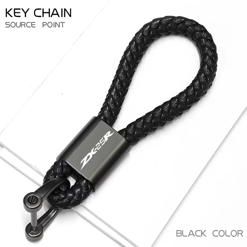 

For Kawasaki NINJA ZX-25R ZX 25R ZX25R 2020 2021 Accessories Custom Logo Motorcycle Hand Woven Leather Keychain Metal Keyring