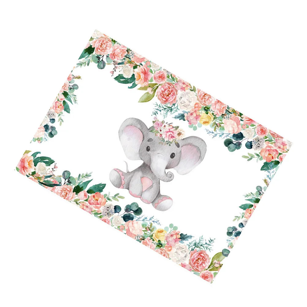 

Cartoon Baby Backdrop Decorative Wall Backdrop Adorable Elephant Backdrop Shower Supply
