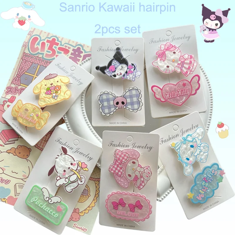 

Sanrio Kawaii Hello Kitty Hair Clip Kuromi Cinnamoroll My Melody Cartoon Cute Bang Clip Set Anime Hair Accessories Gift for Girl