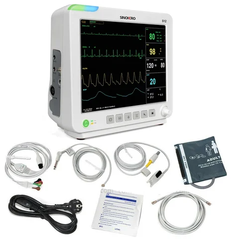 SINOHERO S12 монитор пациента 12,1 дюйма медицинский многопараметрический клинический монитор жизненно важных сигналов ЭКГ RESP NIBP SpO2 температурный жк-дисплей