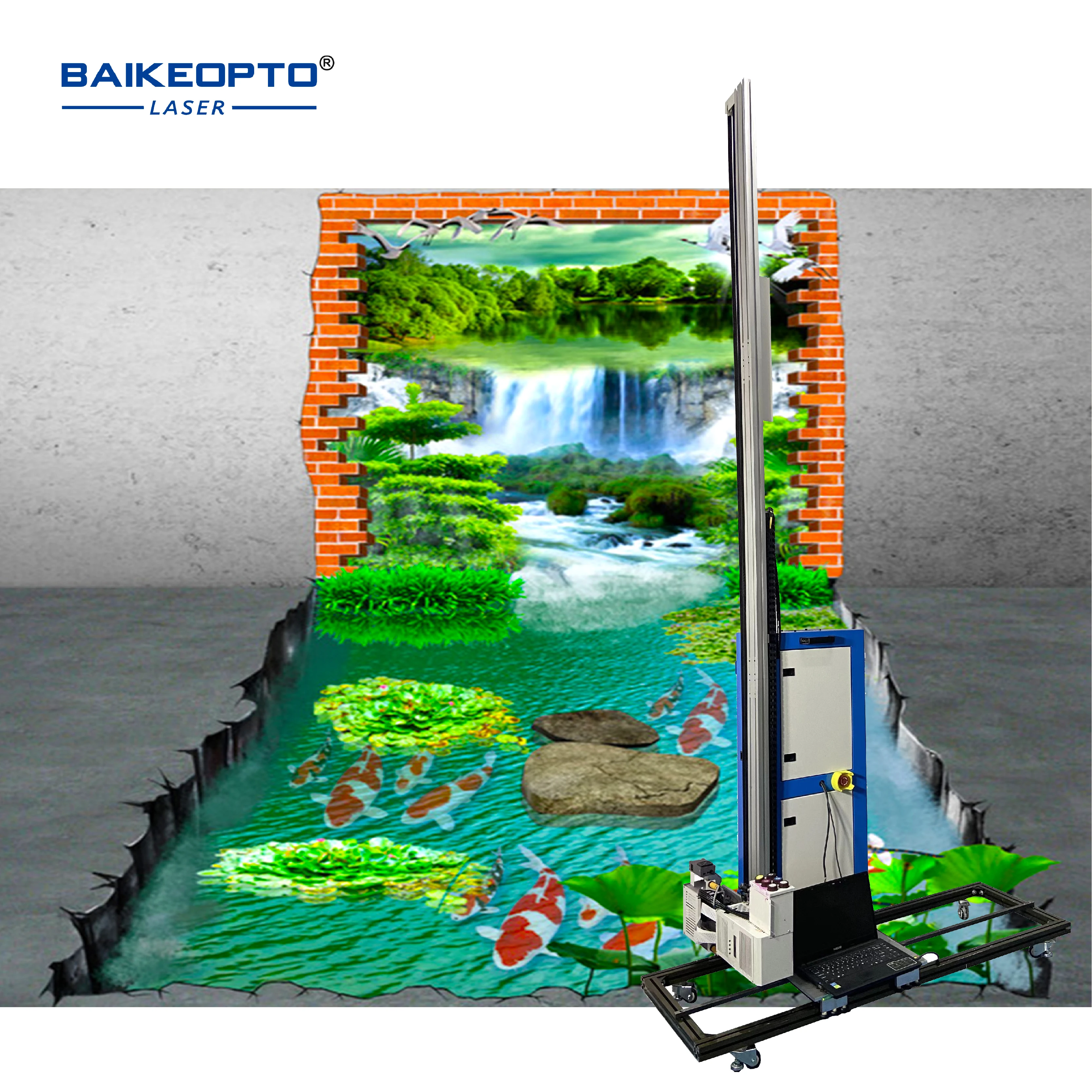 Три печатающих головок Dx10 настенный и наземный принтер УФ-наружная 3D-настенная