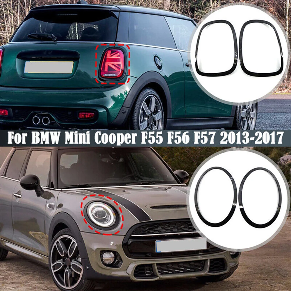 

4pcs (Left +Right) For Mini For Cooper F55 F56 F57 2014-2021 GLOSS BLACK HEADLIGHT+ TAILLIGHT RINGS TRIM 51137300631;51137300632