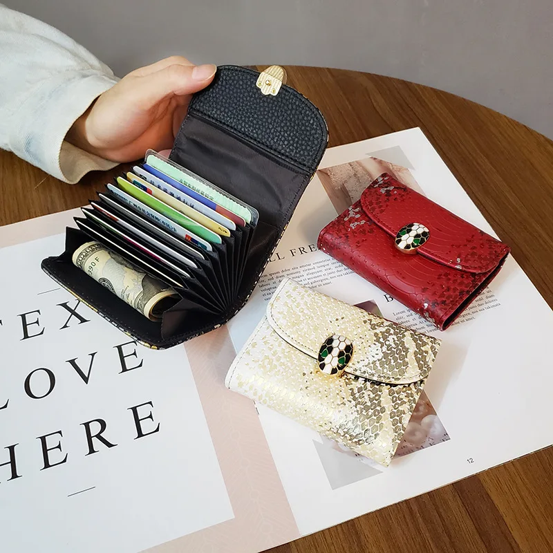 

Anti Theft Card Swiping Bag for Women's Fashion Zipper Multi Card Position Anti Degaussing MINI Coin Wallet Snake Bag Accessory