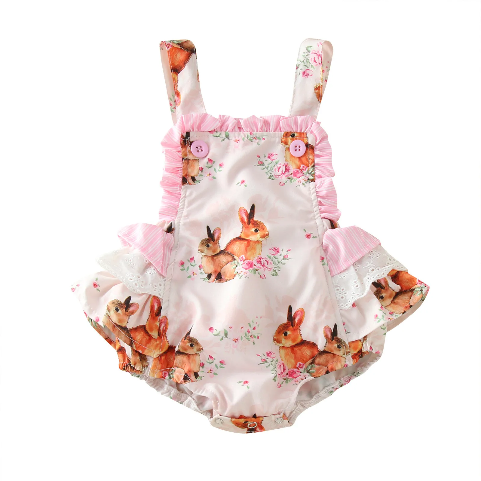 

Strap Printed Kids Rabbit Jumsuit 0-24M Girls Easter Infant Romper Baby Girls Romper&Jumpsuit Bunny Romper Baby Girl