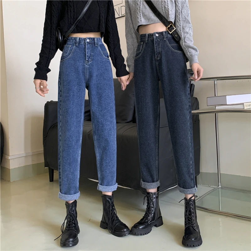 

DD1572 Jeans women's new trousers high waist slim straight loose jeans