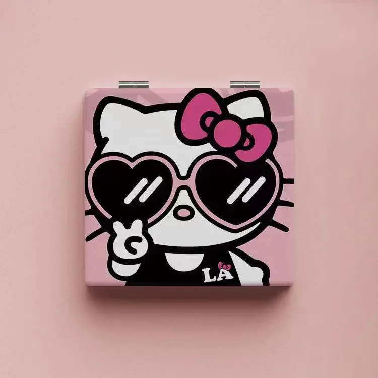 

Милые Мультяшные мини-зеркала Sanrio, портативное зеркало серии Hello Kitty, складные зеркала, двусторонние зеркала для макияжа с узором, подарок для девушки