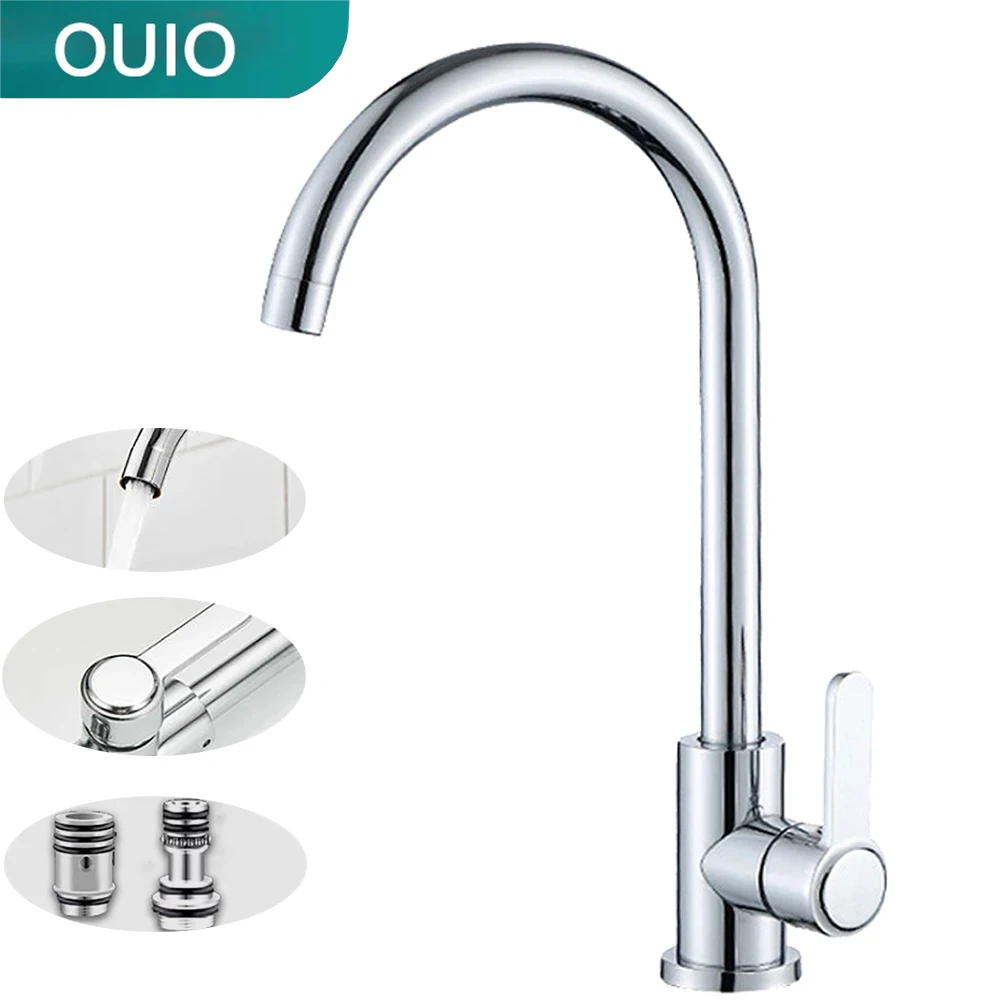 

Kitchen Faucets Stainless Steel Kitchen Faucet Electroplating Process Swivel Basin Faucet 360 Degree Rotation Hot & Cold Water