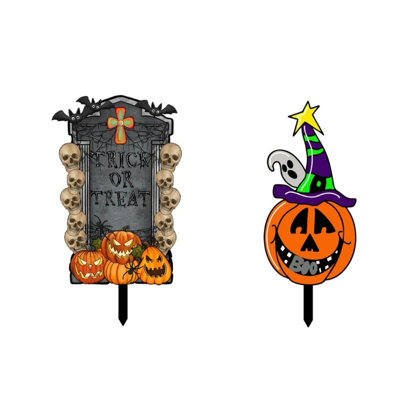

K1MF акриловая надгробия на Хэллоуин, знак тыквы, двор, украшение для земли, украшение для детей, девочек, мальчиков, аксессуары для украшения