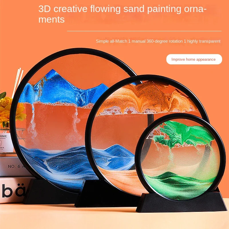 

3D Moving Sand Art Painting 7 Inch Hourglass Deep Sea Sandscape Flowing Sand Frame Home Decoration песочные часы reloj de arena