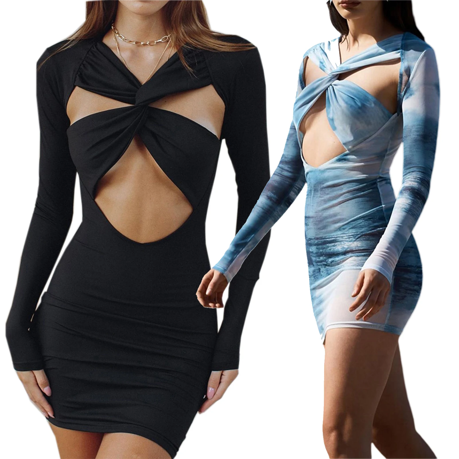 Женское облегающее платье пикантное клубвечерние вечернее мини-платье с длинным