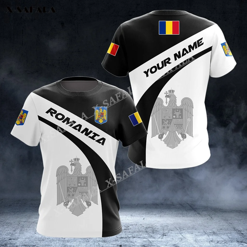 

Румыния, эксклюзивный дизайн с вашим именем орла, мужские футболки с 3D принтом, топы, футболки, повседневные Высококачественные футболки с к...