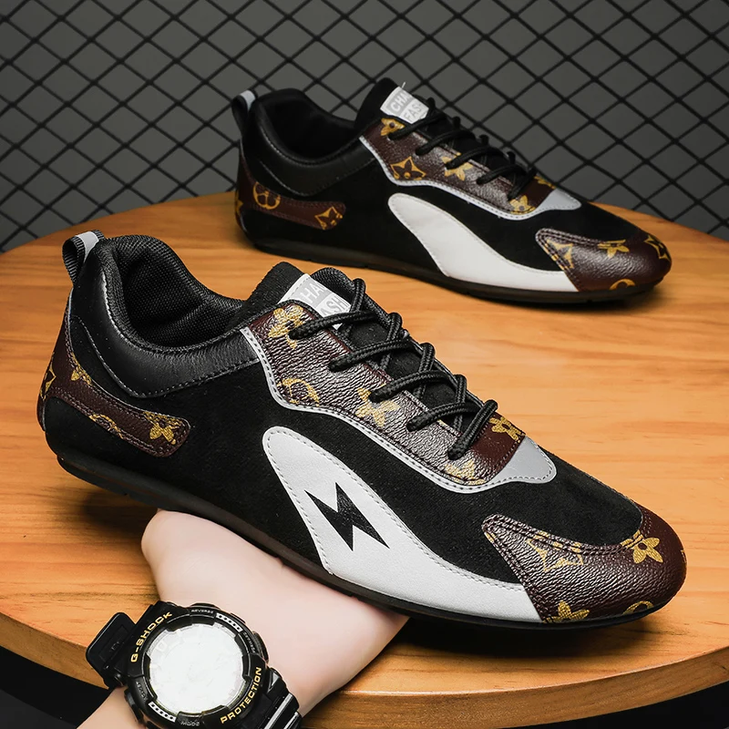 

Men's Leather Casual Driving Shoes Breathable Slip Men Peas Shoes Spring Autumn New Style White Men's Shoes The British Sneakers