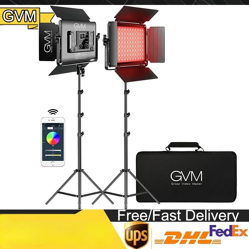 

GVM 1000D RGB Led Video Light With 2 Softboxes Photography Lighting Kit Bluetooth Control Full Color Video Lighting