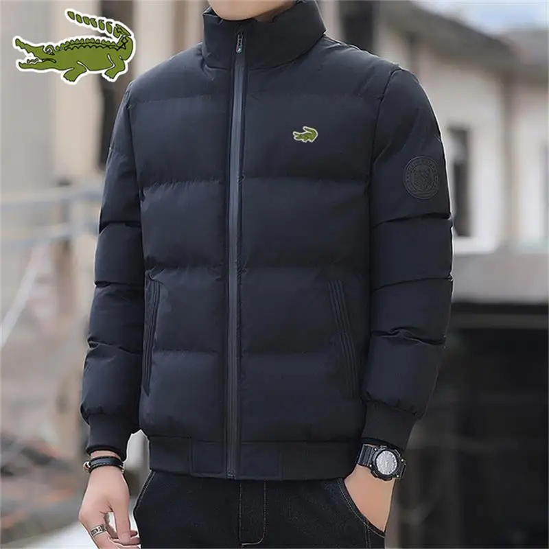 Fashion Solid Color Casual Thickened Jacket Stand up Collar Cold Resistant Large Padded Jacket Men's Fashion Winter Top