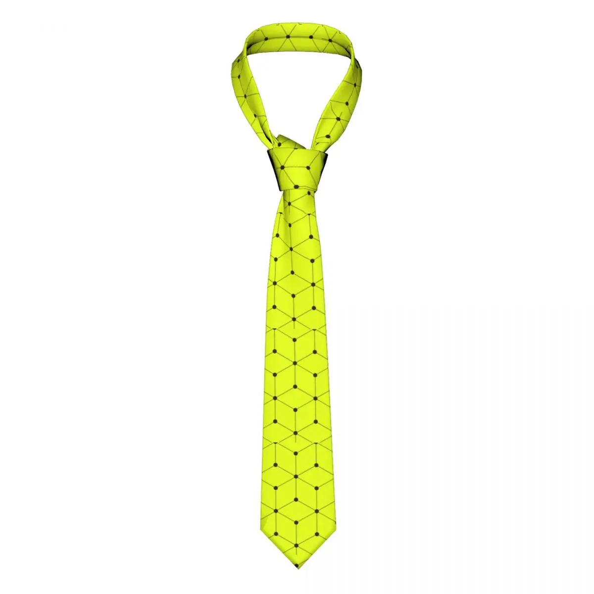 

Nordic Pattern Tie Yellow Cube Geometry Business Polyester Silk Neck Ties For Man Accessories Shirt Vintage Cravat