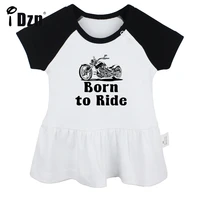 idzn summer new born to ride baby girls cute short sleeve dress infant funny pleated dress soft cotton dresses clothes