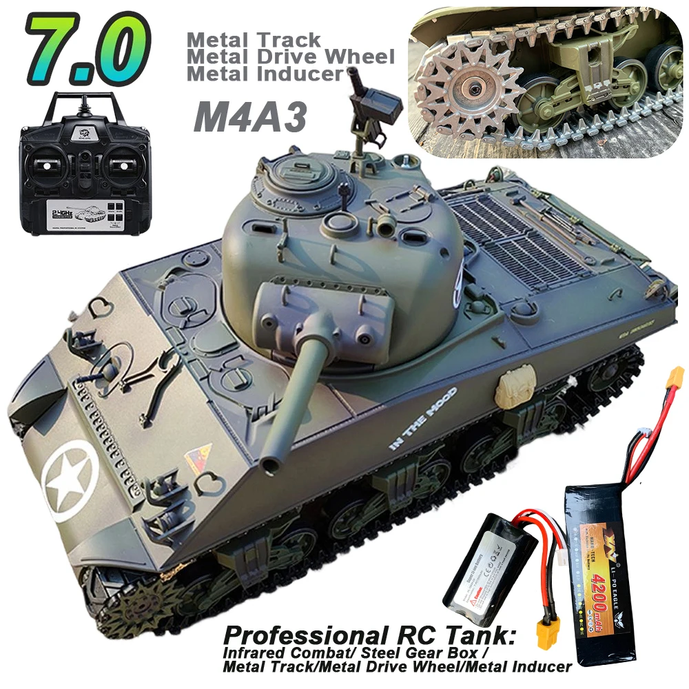 

Тяжелый Танк M4A3 RC с дистанционным управлением, Боевая война, военная техника, имитация дыма, стрельба, коллекция звуковых эффектов