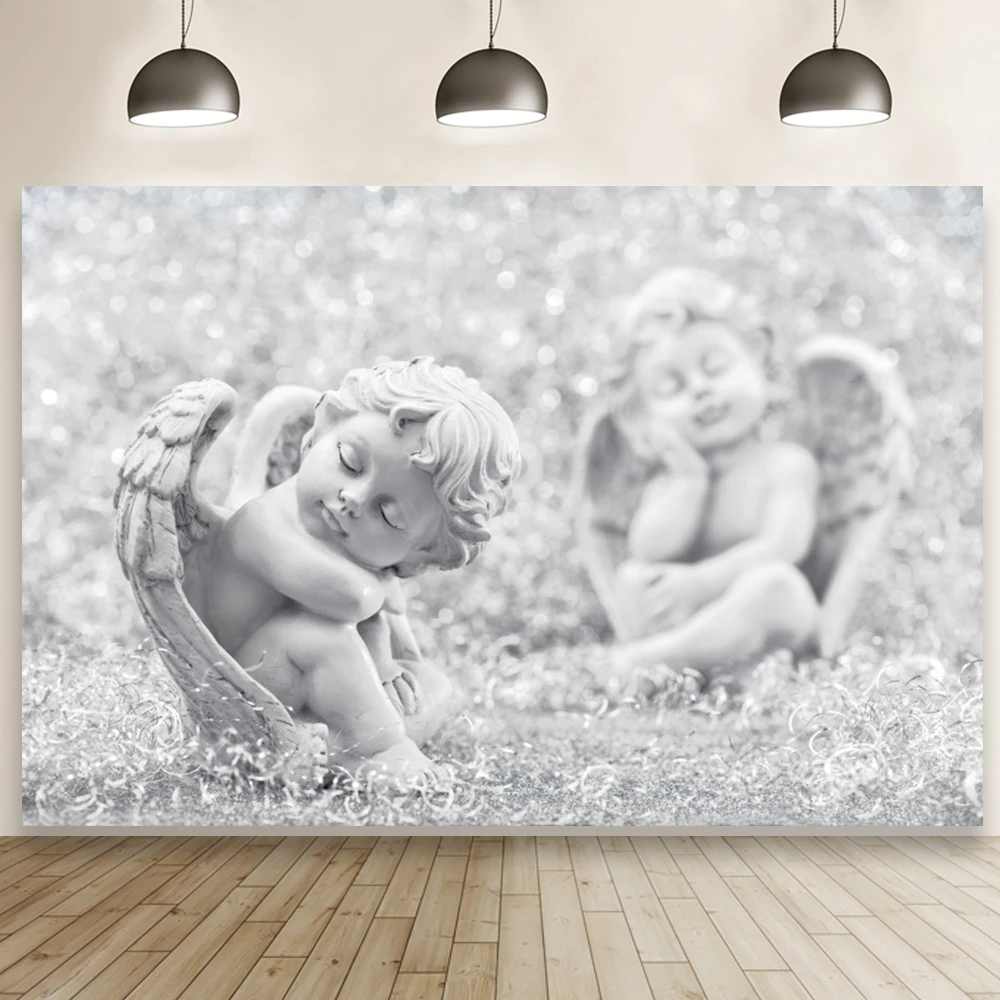 

Angel Baby Stone Statue Backdrop Baby Welcome Table Decor Newborn Party Studio Photography Background Custom Booth Poster