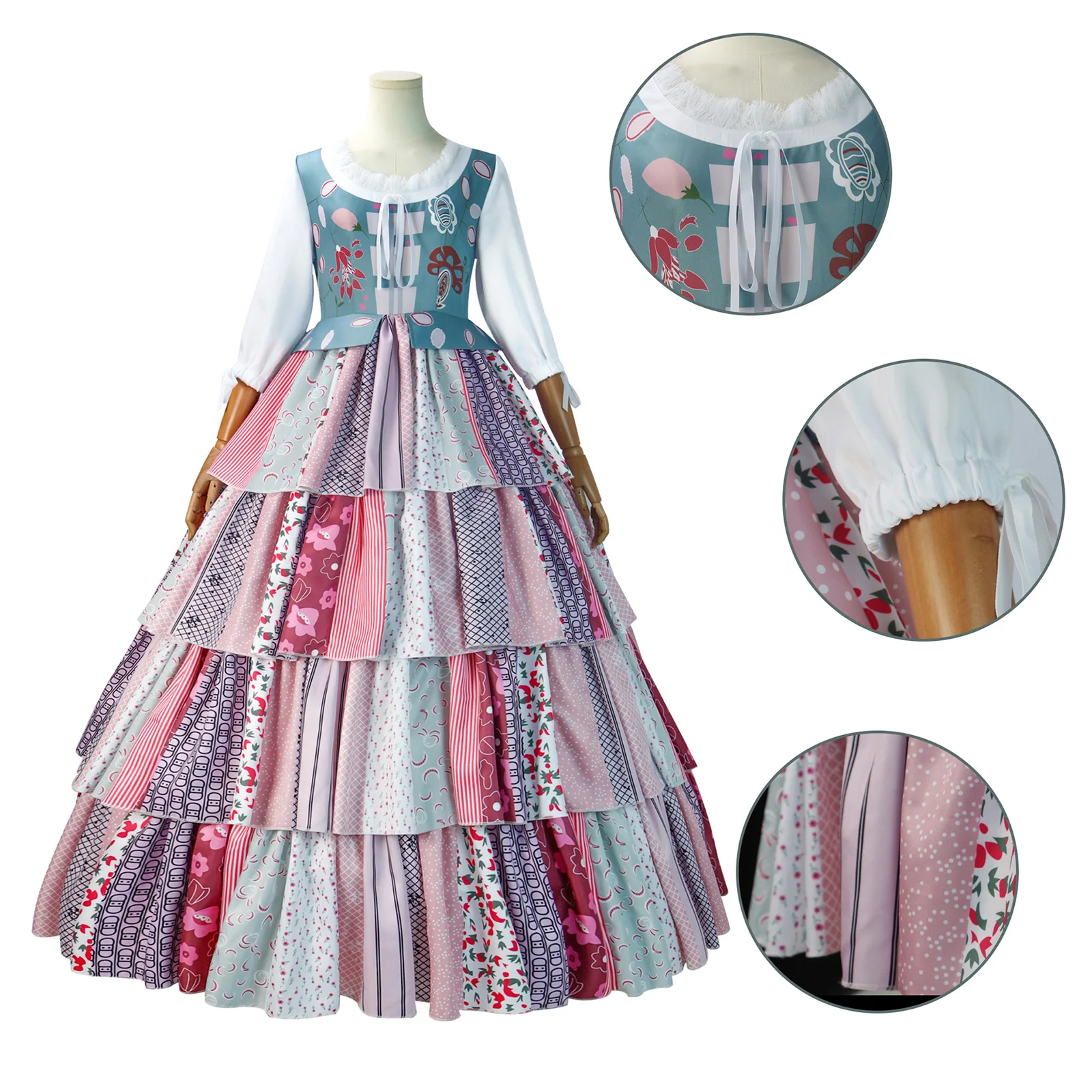 

Anime The School for Good and Evil Sophie Cosplay Costume for Women Adult Princess Ruffles Printed Party Dress Hallloween
